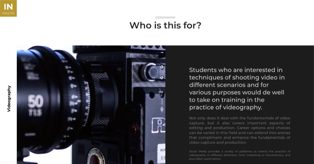 Videography Course and Training with Film making, Video Production
